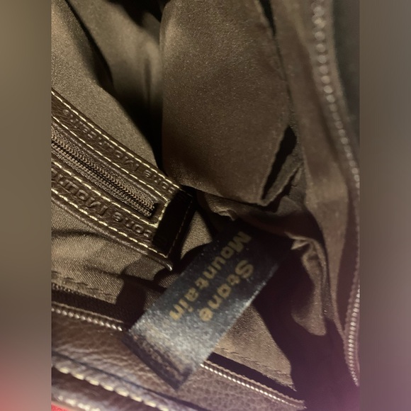 Stone Mountain Monogram Shoulder Tote Bag - Brown Faux Leather, 11.5”x11”x4” - Picture 12 of 12